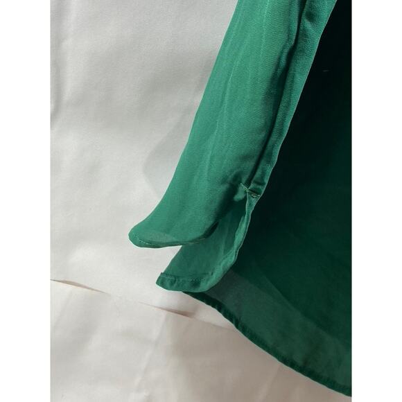 H&M Women's Forest Green V-Neck Semi-Sheer Round-Hem Mini Dress SZ 2 - Picture 7 of 11